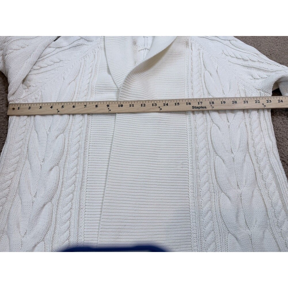 Haven Well Within Cardigan Womens L Ivory Cable Knit Open Front Cotton Blend - Picture 5 of 9